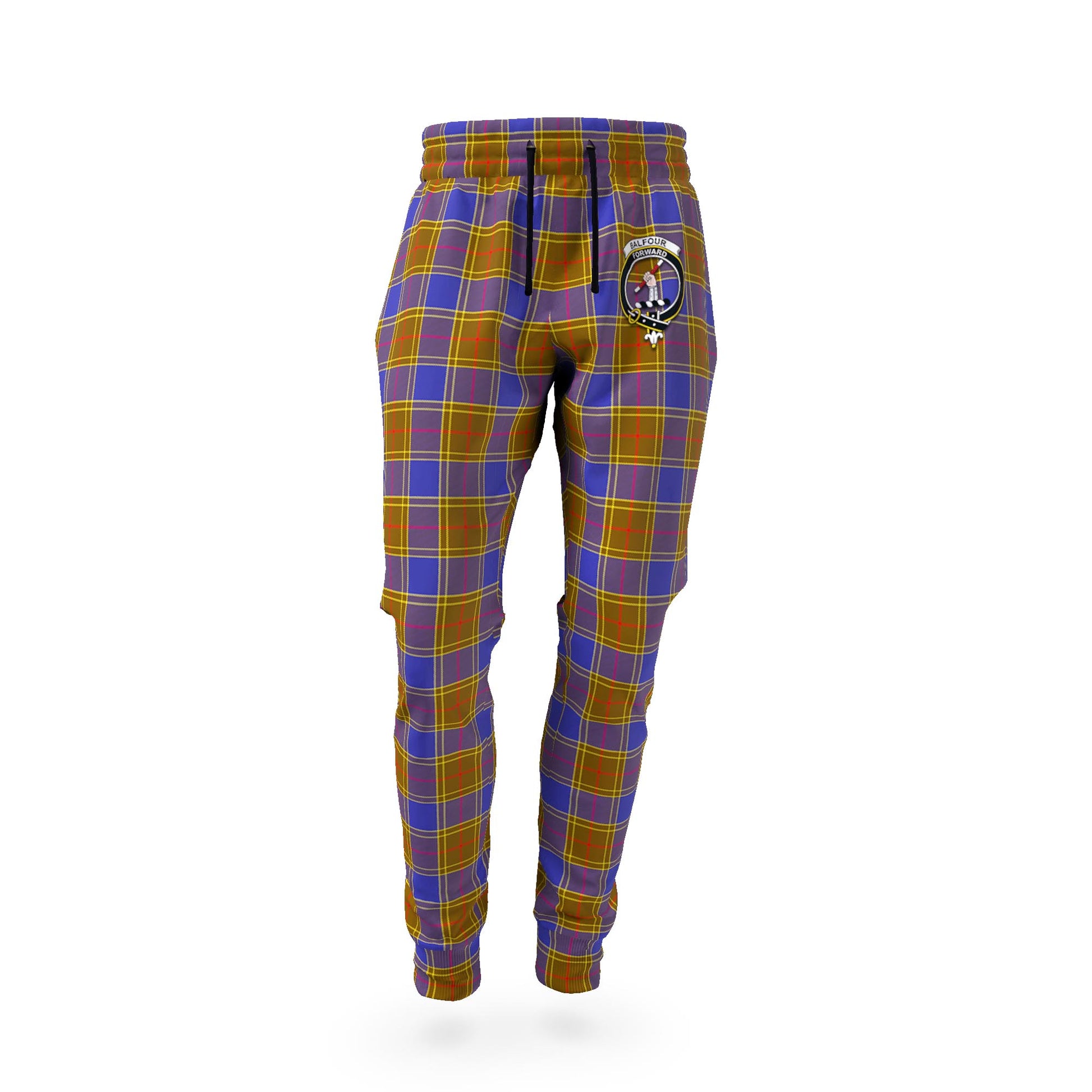 Balfour Tartan Joggers Pants with Family Crest - Tartan Vibes Clothing