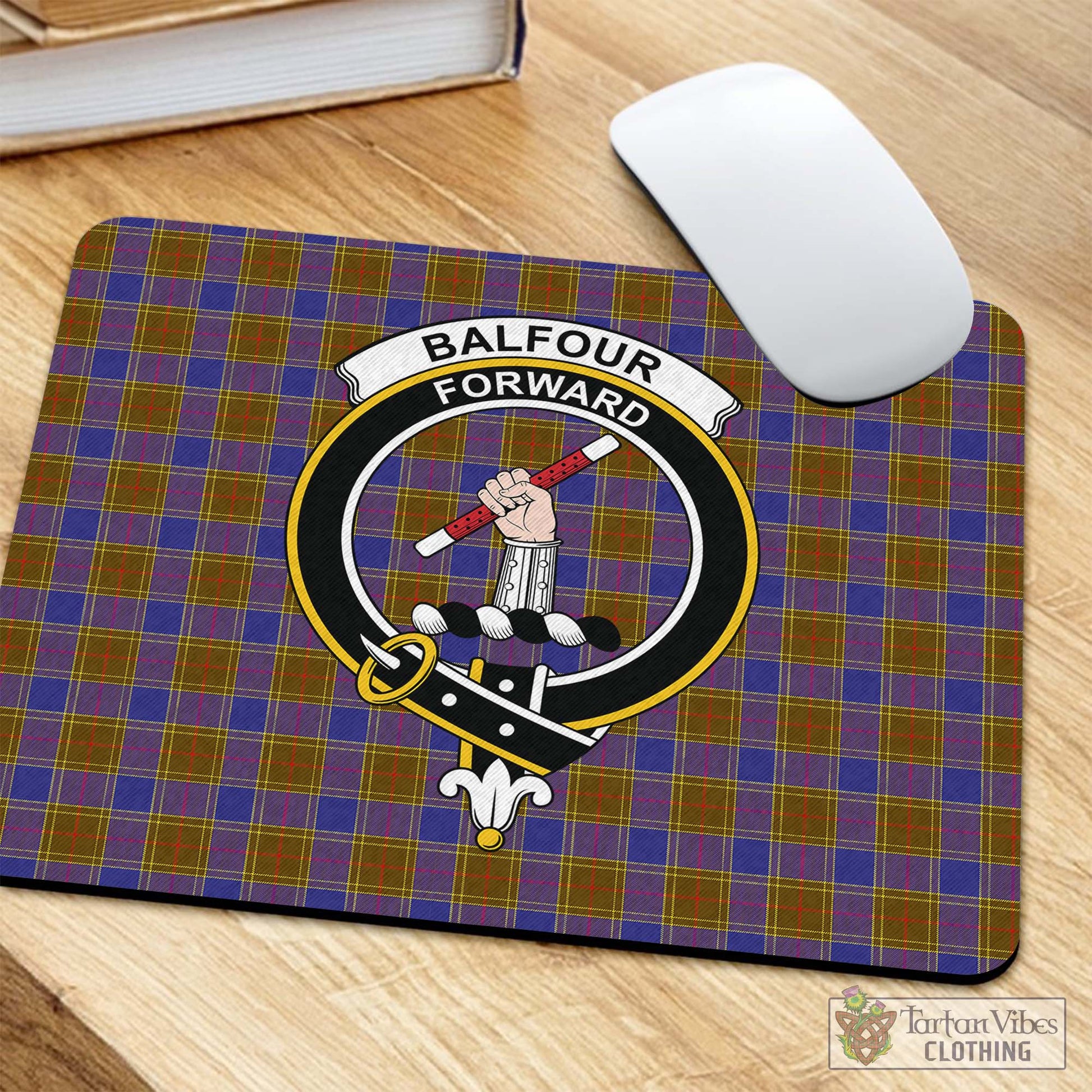 Tartan Vibes Clothing Balfour Modern Tartan Mouse Pad with Family Crest