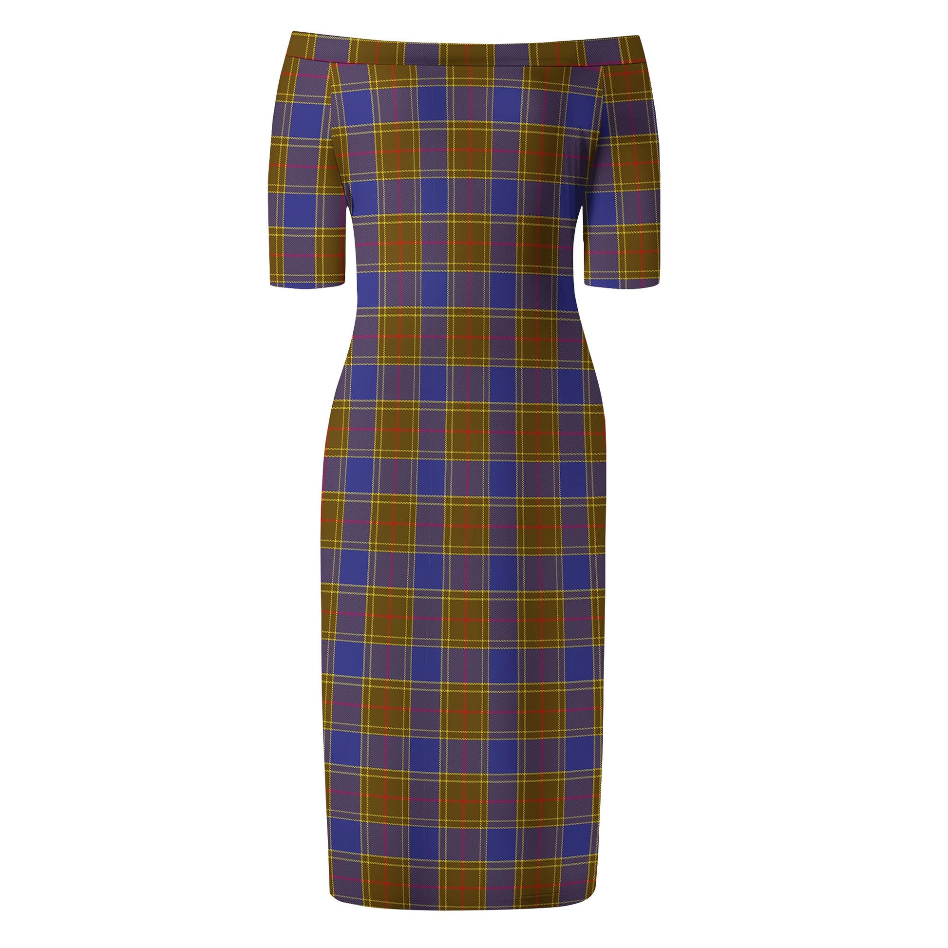 Balfour Modern Tartan Off Shoulder Lady Dress - Tartanvibesclothing