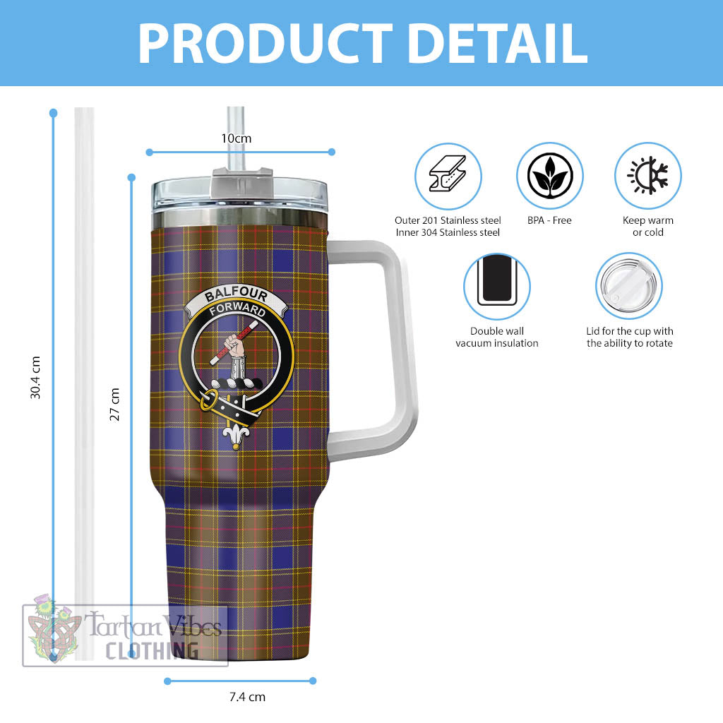 Tartan Vibes Clothing Balfour Modern Tartan and Family Crest Tumbler with Handle