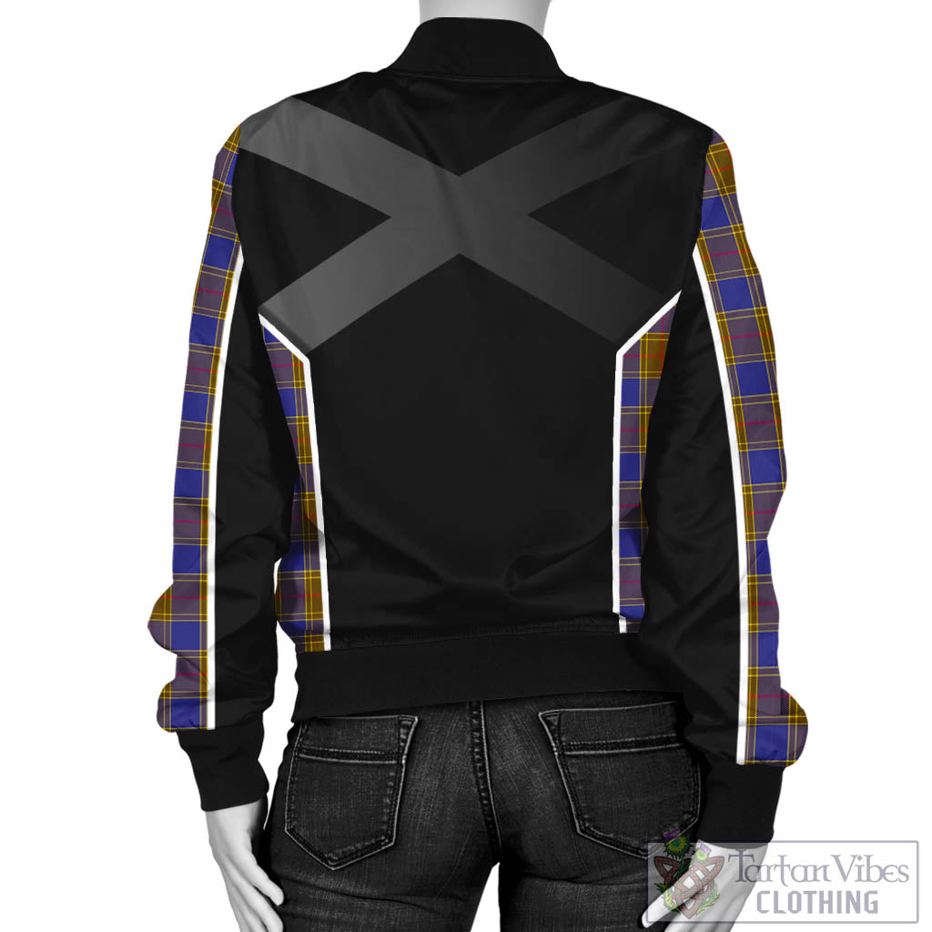 Tartan Vibes Clothing Balfour Modern Tartan Bomber Jacket with Family Crest and Scottish Thistle Vibes Sport Style