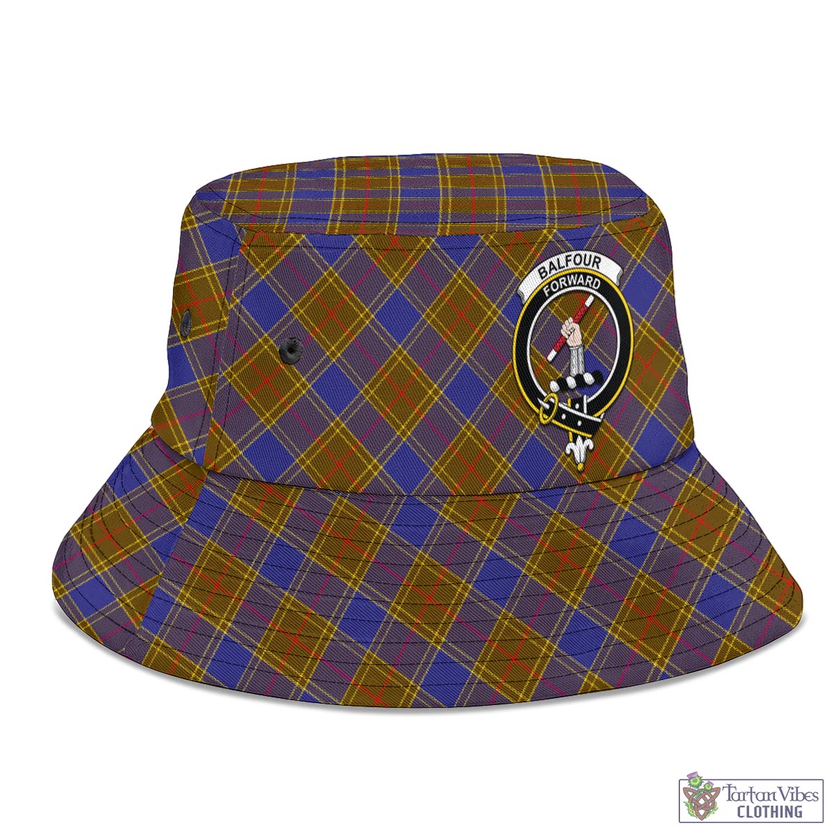 Tartan Vibes Clothing Balfour Modern Tartan Bucket Hat with Family Crest