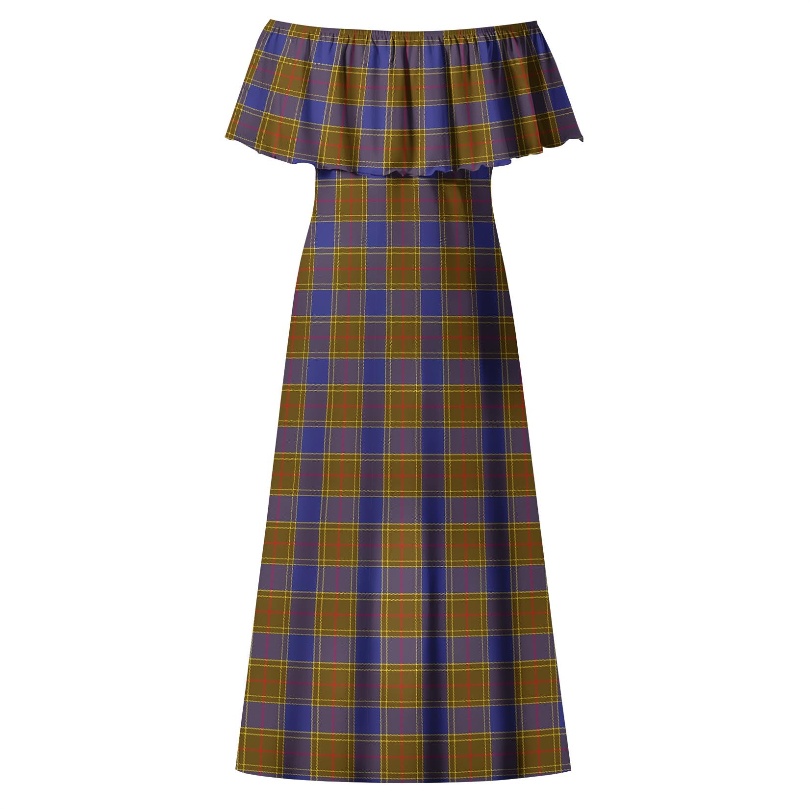 Balfour Modern Tartan Off Shoulder Long Dress - Tartanvibesclothing