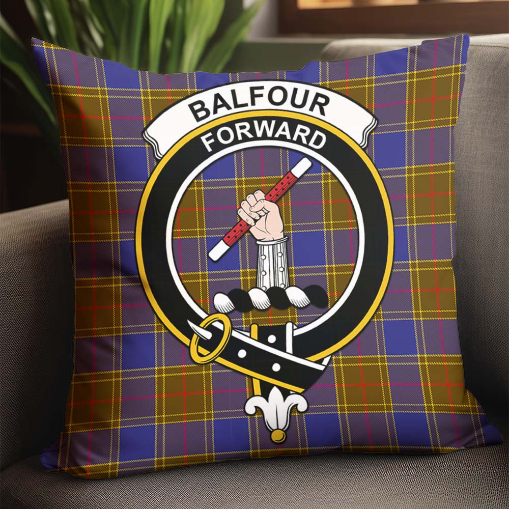 Balfour Modern Tartan Pillow Cover with Family Crest - Tartanvibesclothing