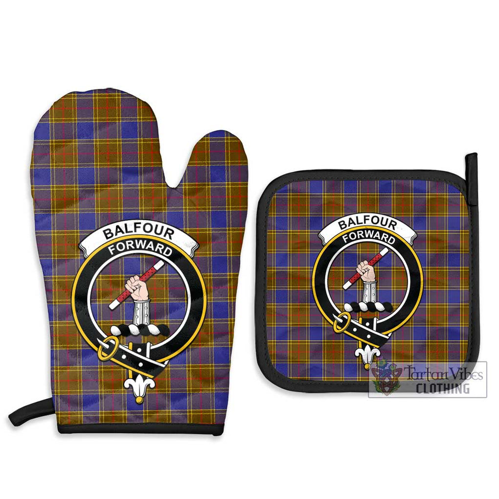 Balfour Tartan Combo Oven Mitt & Pot-Holder with Family Crest Combo 1 Oven Mitt & 2 Pot-Holder Black - Tartan Vibes Clothing