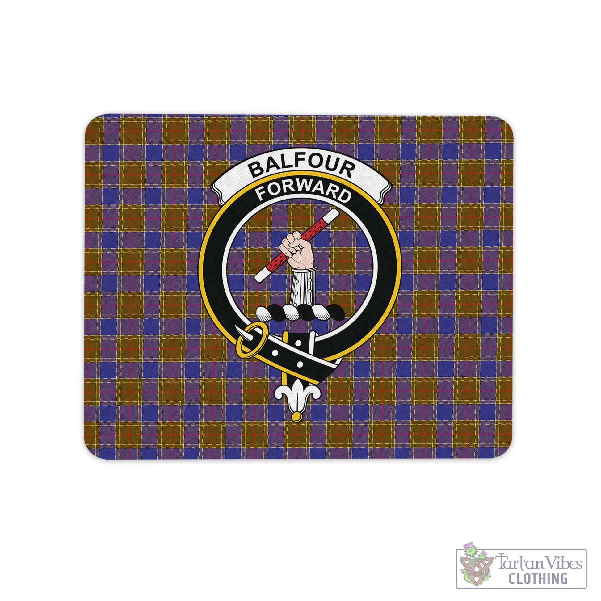 Tartan Vibes Clothing Balfour Modern Tartan Mouse Pad with Family Crest