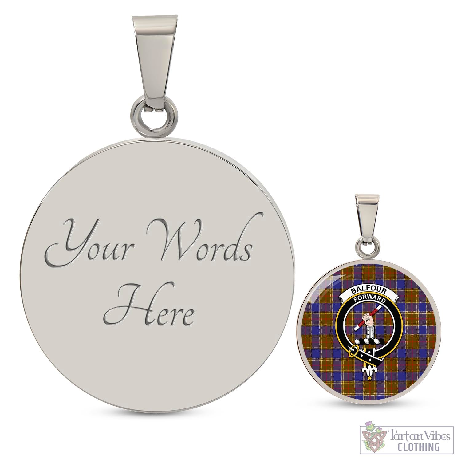 Tartan Vibes Clothing Balfour Modern Tartan Circle Necklace with Family Crest