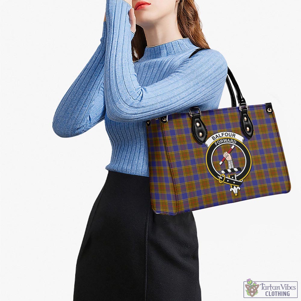 Tartan Vibes Clothing Balfour Modern Tartan Luxury Leather Handbags with Family Crest