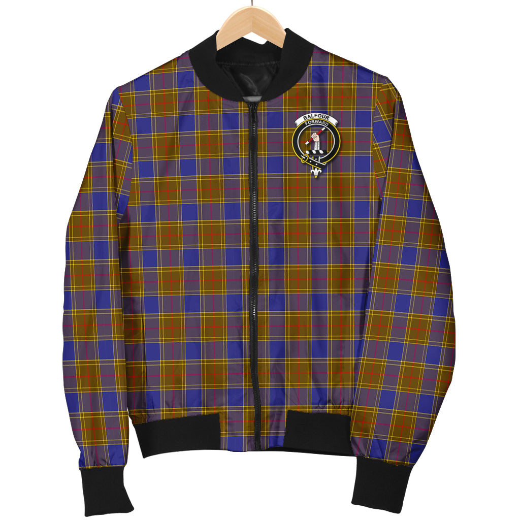 Balfour Modern Tartan Bomber Jacket with Family Crest - Tartanvibesclothing