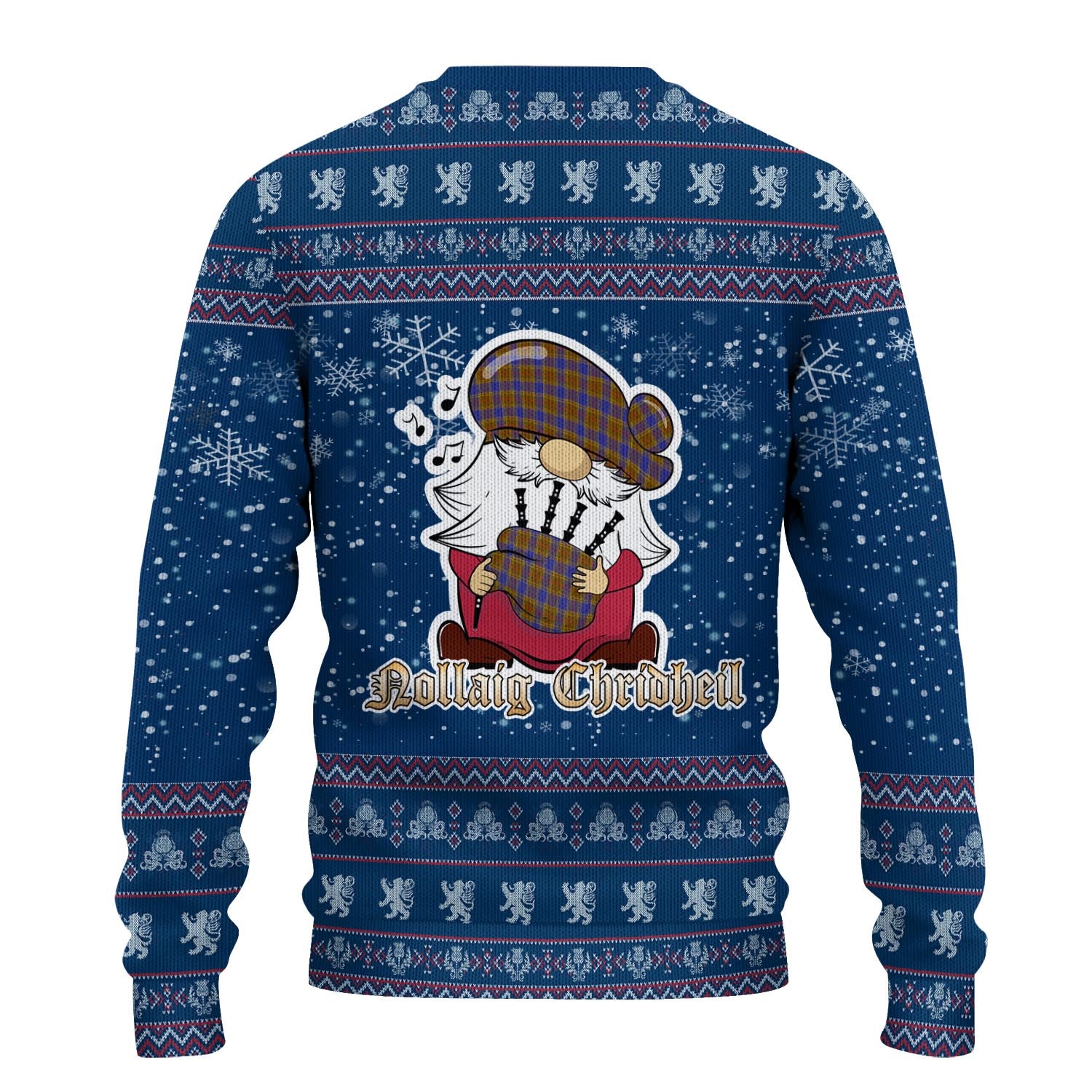 Balfour Modern Clan Christmas Family Knitted Sweater with Funny Gnome Playing Bagpipes - Tartanvibesclothing