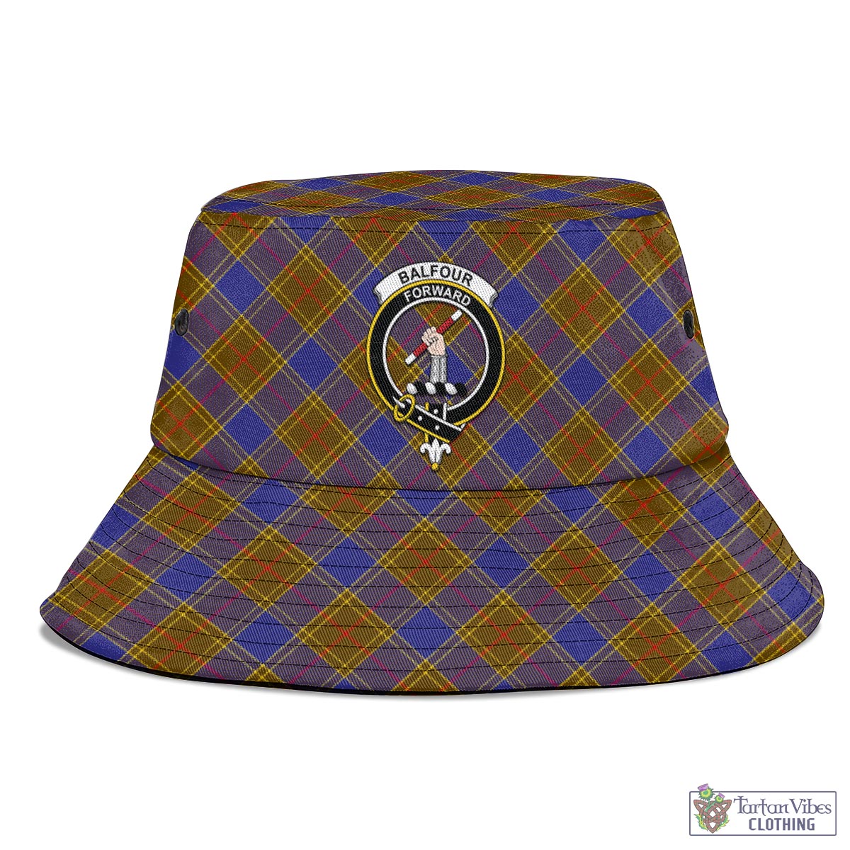 Tartan Vibes Clothing Balfour Modern Tartan Bucket Hat with Family Crest