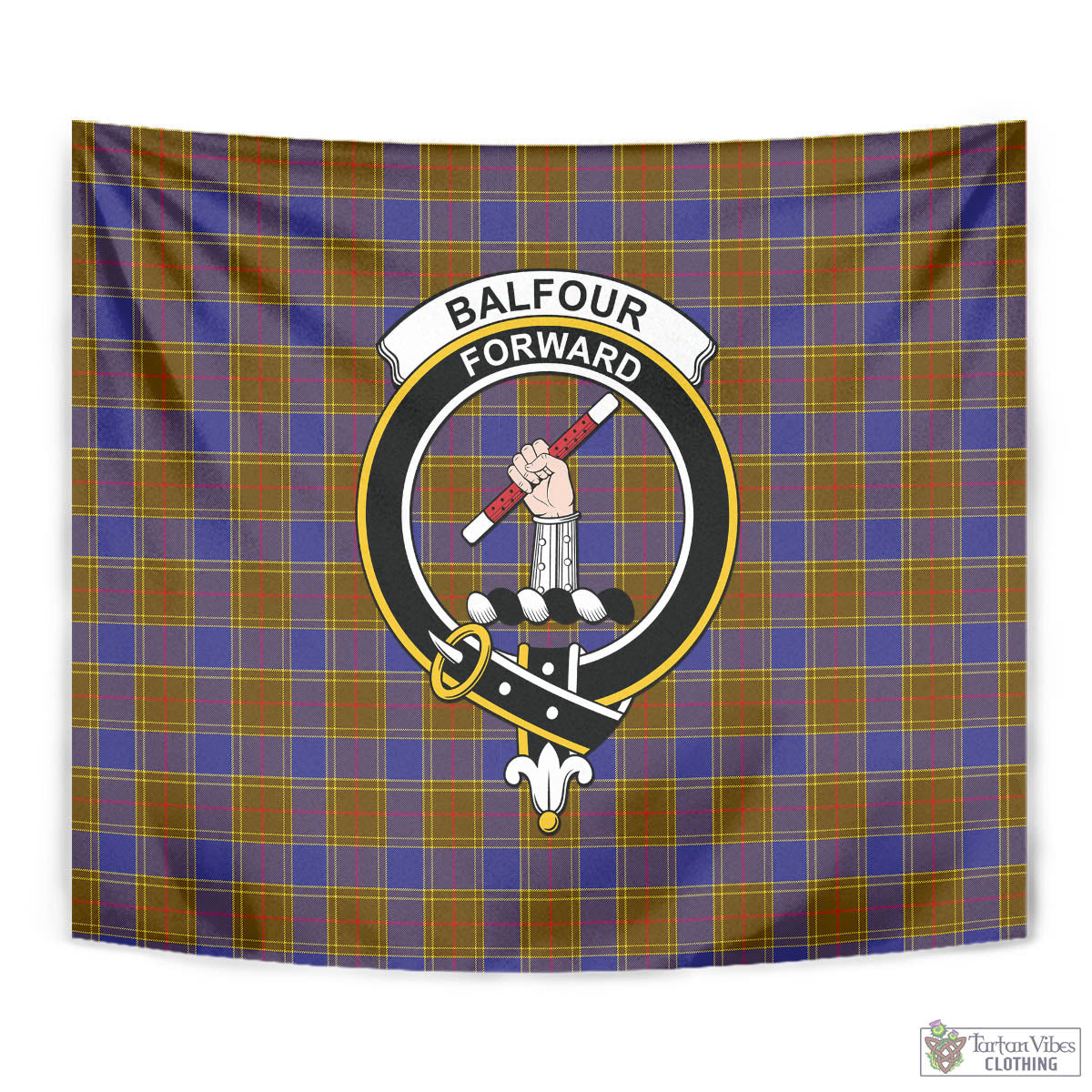 Tartan Vibes Clothing Balfour Modern Tartan Tapestry Wall Hanging and Home Decor for Room with Family Crest