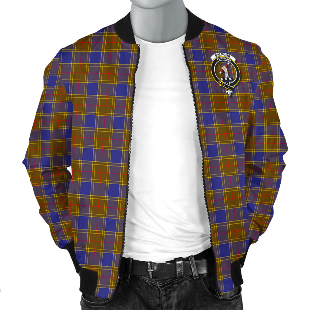 Balfour Modern Tartan Bomber Jacket with Family Crest - Tartanvibesclothing