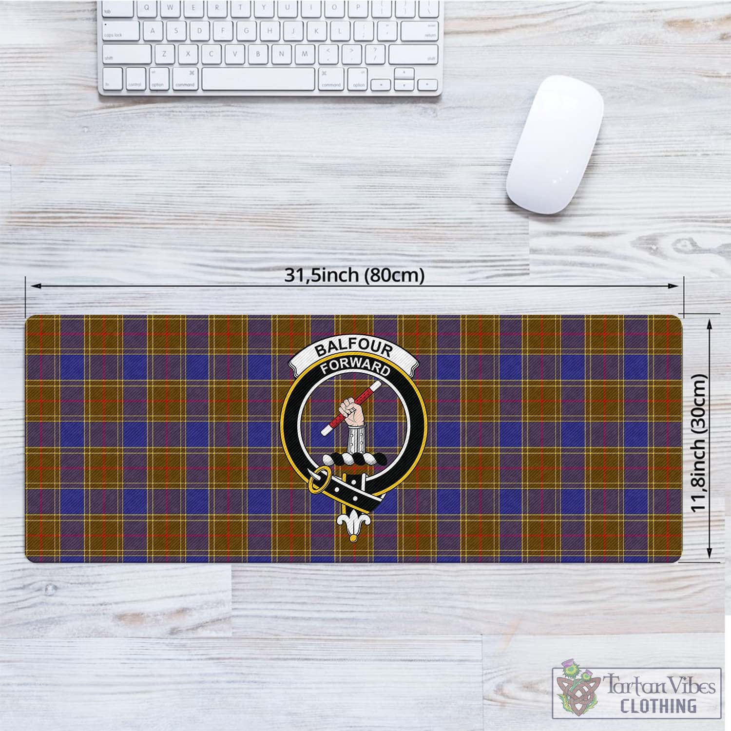 Tartan Vibes Clothing Balfour Modern Tartan Mouse Pad with Family Crest