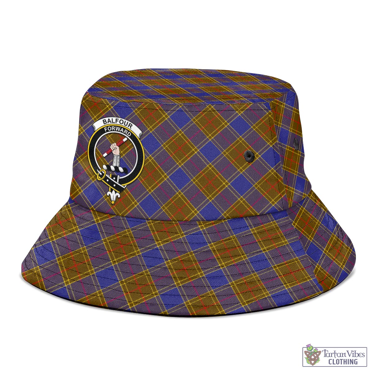 Tartan Vibes Clothing Balfour Modern Tartan Bucket Hat with Family Crest