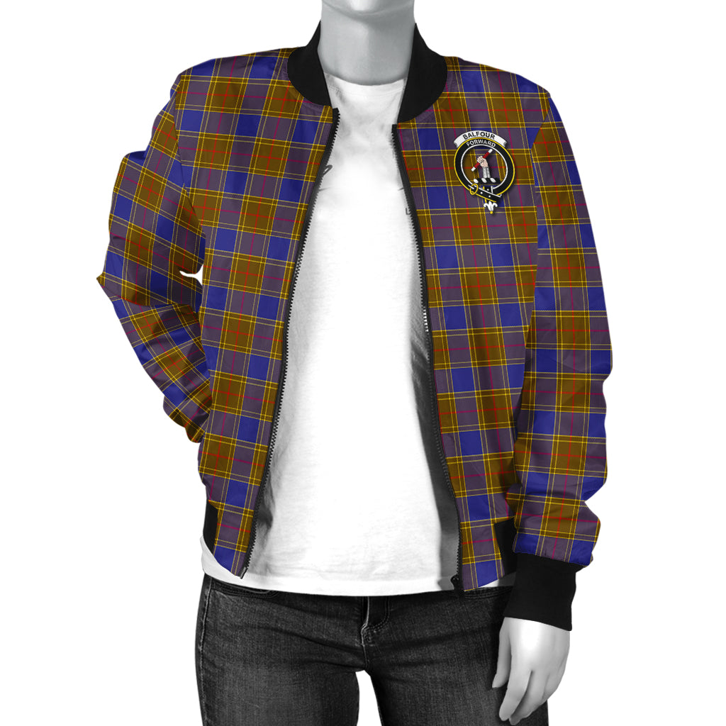 Balfour Modern Tartan Bomber Jacket with Family Crest - Tartanvibesclothing