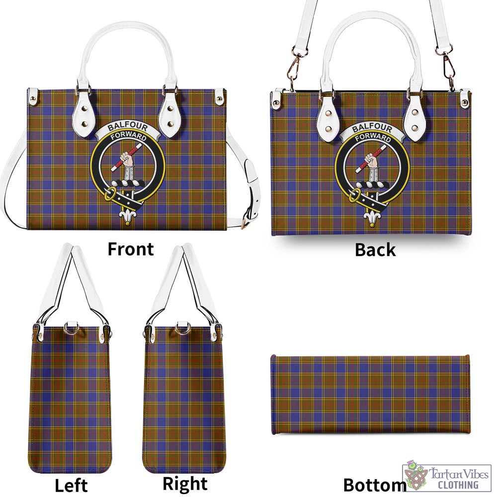 Tartan Vibes Clothing Balfour Modern Tartan Luxury Leather Handbags with Family Crest