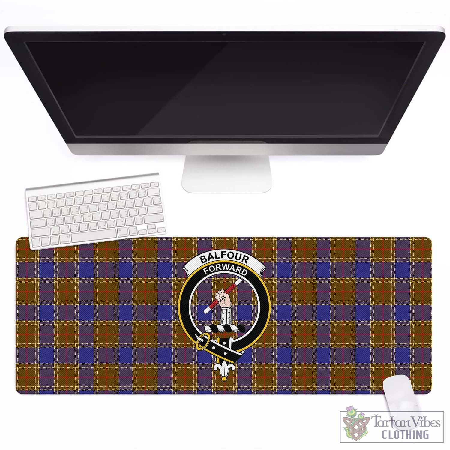 Tartan Vibes Clothing Balfour Modern Tartan Mouse Pad with Family Crest