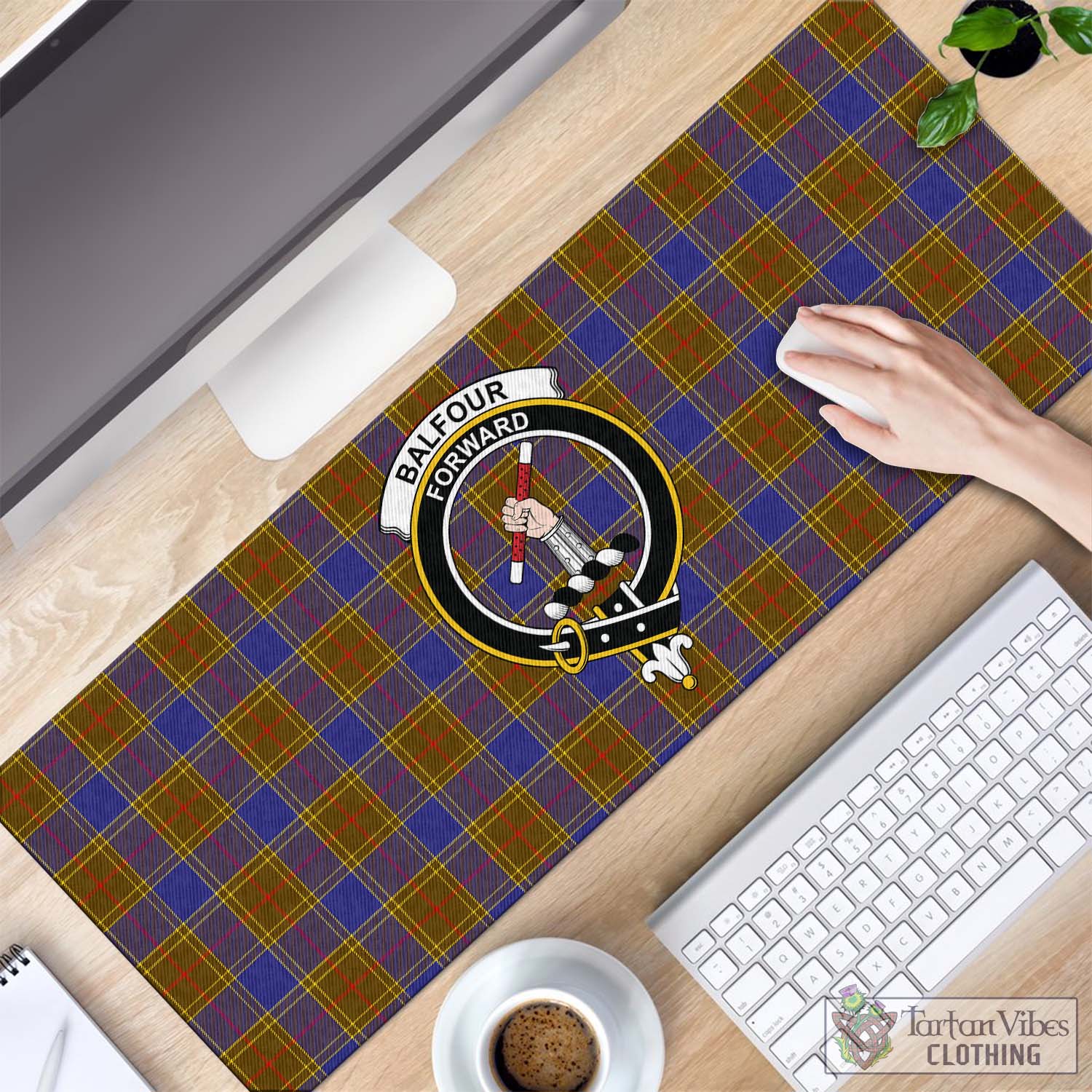 Tartan Vibes Clothing Balfour Modern Tartan Mouse Pad with Family Crest