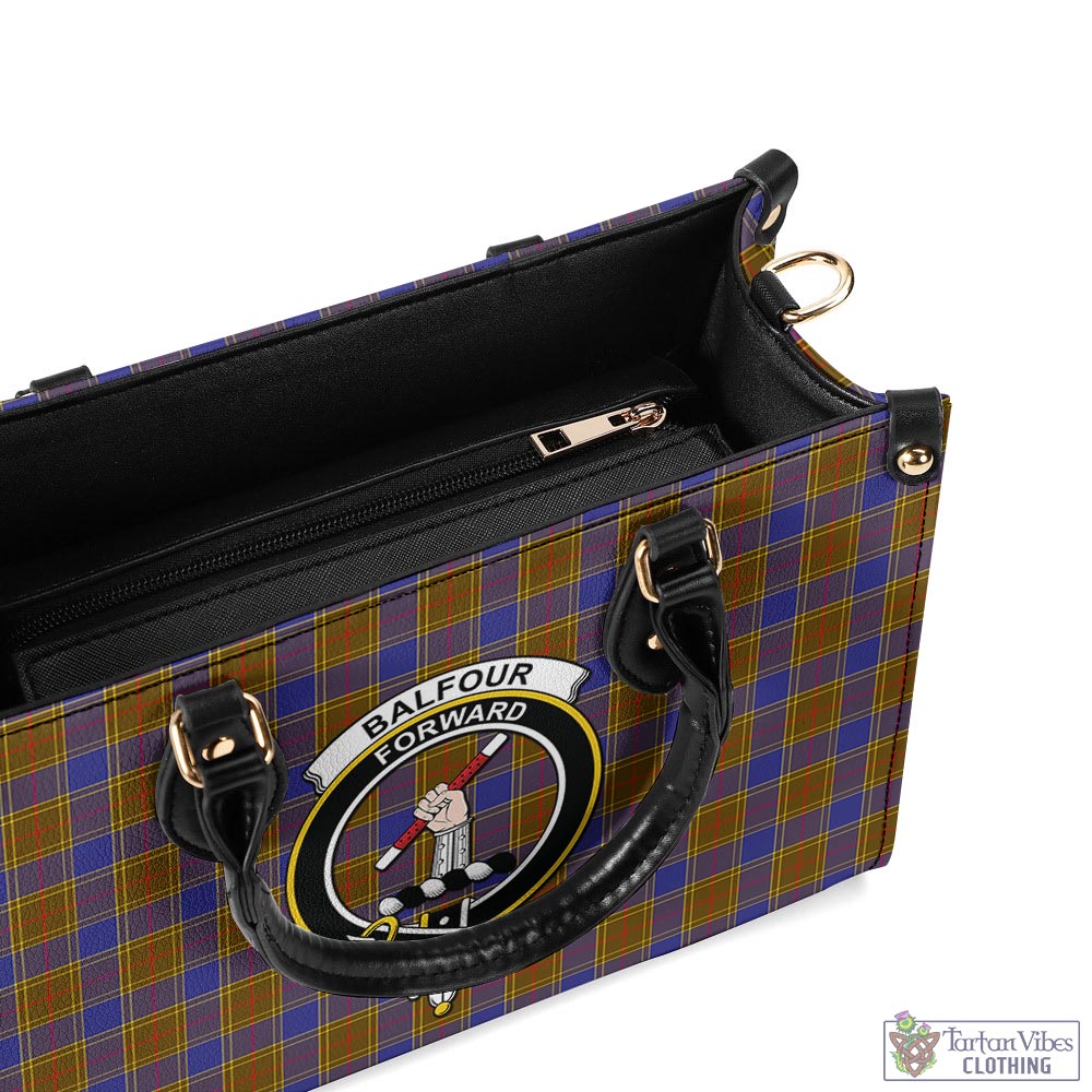 Tartan Vibes Clothing Balfour Modern Tartan Luxury Leather Handbags with Family Crest