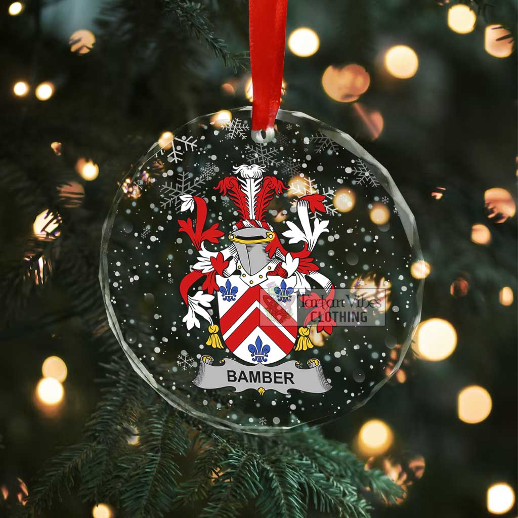 Tartan Vibes Clothing Bamber Irish Clan Christmas Glass Ornament with Coat of Arms