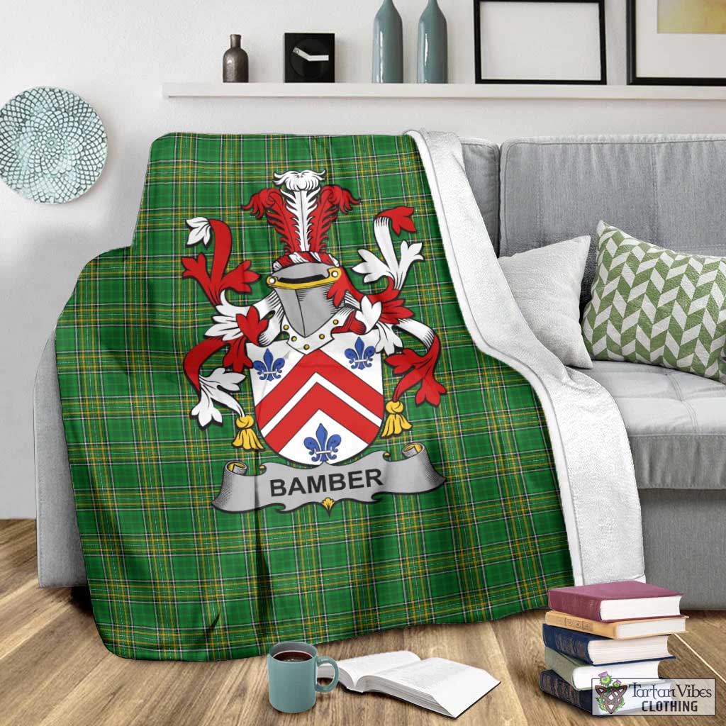 Tartan Vibes Clothing Bamber Irish Clan Tartan Blanket with Coat of Arms