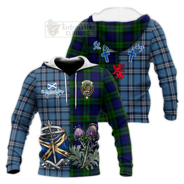 Bannatyne Tartan Knitted Hoodie Happy St. Andrew's Day Half Tartan Style