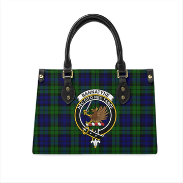 Bannatyne Tartan Leather Bag with Family Crest