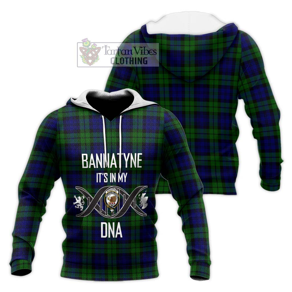 Bannatyne Tartan Knitted Hoodie with Family Crest DNA In Me Style Unisex Knitted Pullover Hoodie - Tartanvibesclothing Shop