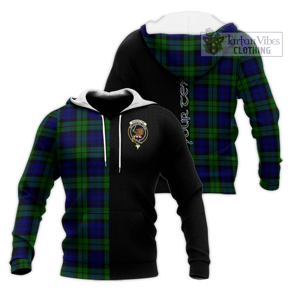 Bannatyne Tartan Knitted Hoodie with Family Crest and Half Of Me Style Unisex Knitted Pullover Hoodie - Tartanvibesclothing Shop