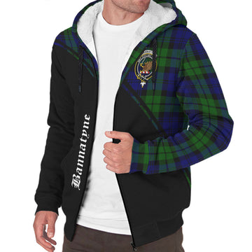 Bannatyne Tartan Sherpa Hoodie with Family Crest Curve Style