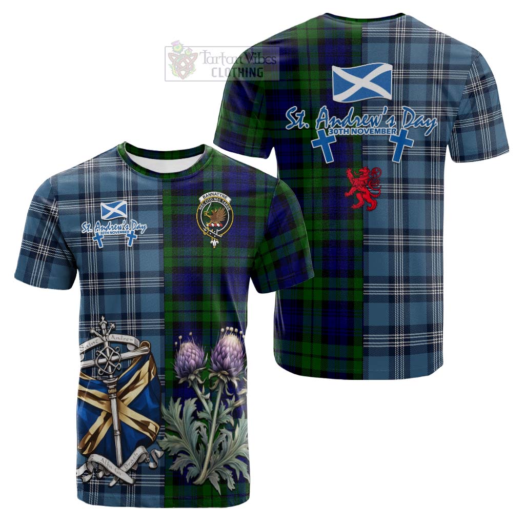 Bannatyne Tartan Cotton T-shirt Happy St. Andrew's Day Half Tartan Style Kid's Shirt - Tartan Vibes Clothing