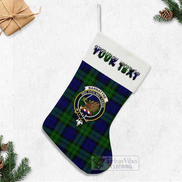 Bannatyne Tartan Family Crest Christmas Stocking with Personalized Text