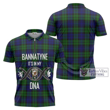 Bannatyne Tartan Zipper Polo Shirt with Family Crest DNA In Me Style Unisex - Tartan Vibes Clothing