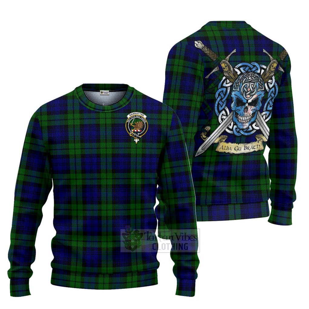 Bannatyne Tartan Ugly Sweater with Family Crest Celtic Skull Style Unisex - Tartan Vibes Clothing
