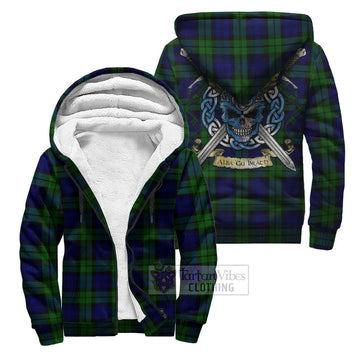 Bannatyne Tartan Sherpa Hoodie with Family Crest Celtic Skull Style Unisex S - Tartan Vibes Clothing