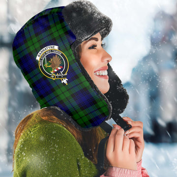 Bannatyne Tartan Winter Trapper Hat with Family Crest