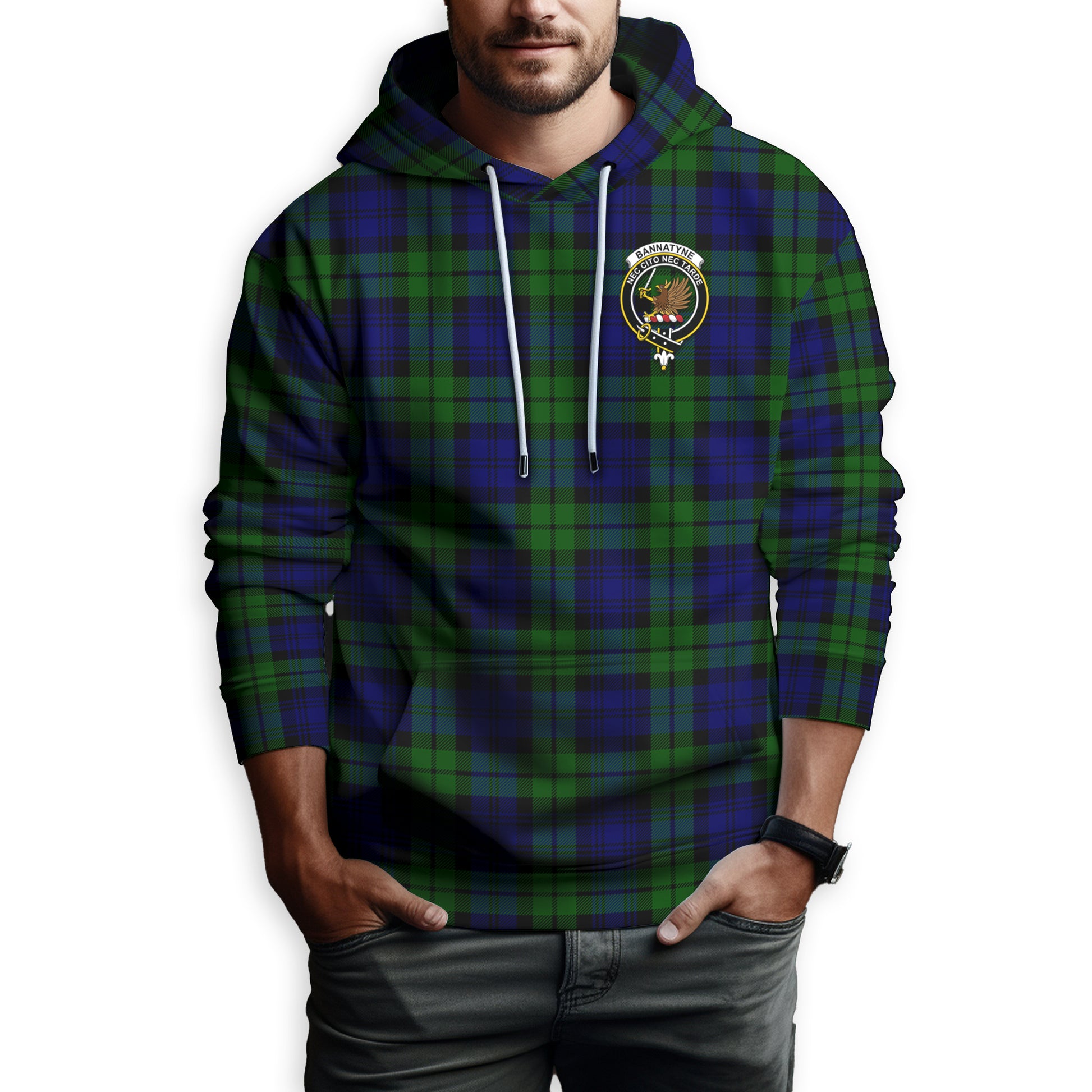 Bannatyne Tartan Hoodie with Family Crest - Tartanvibesclothing