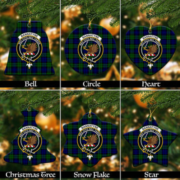 Bannatyne Tartan Christmas Ceramic Ornaments with Family Crest