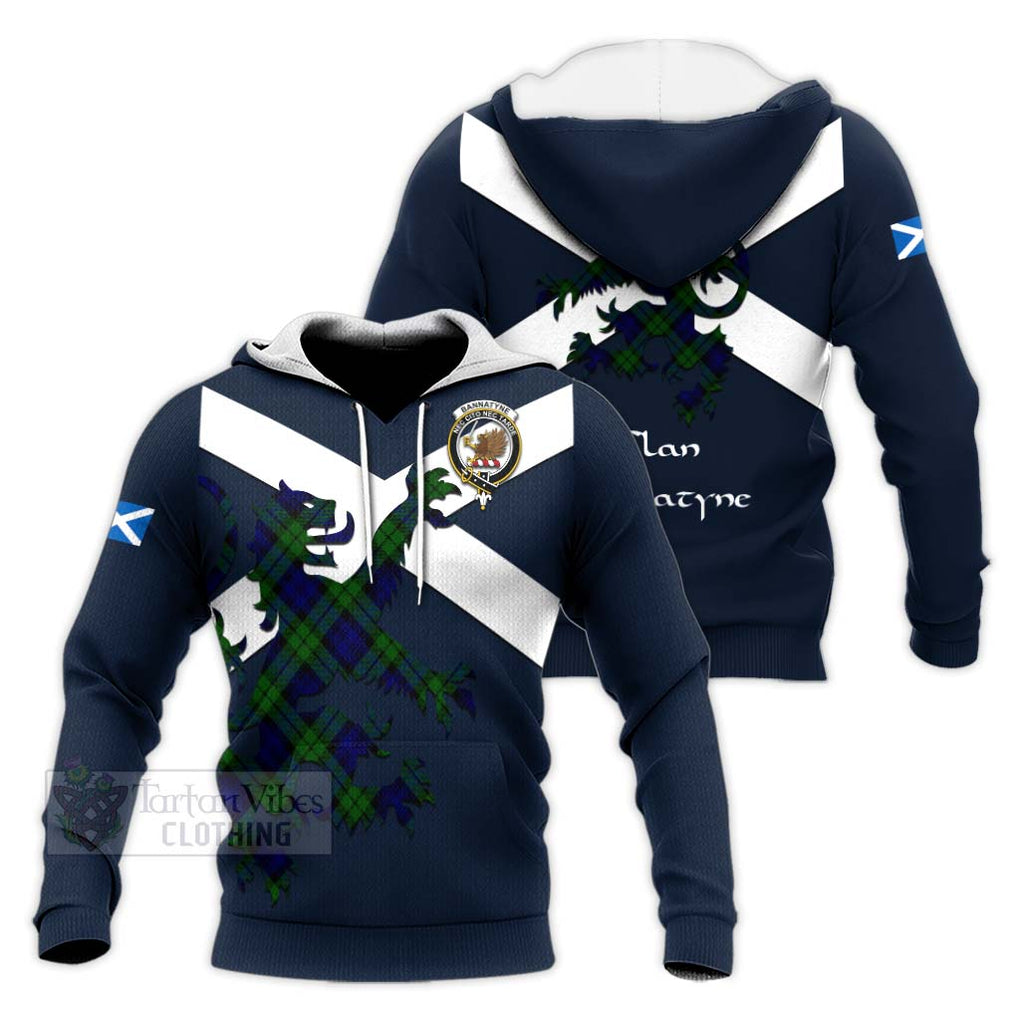 Tartan Vibes Clothing Bannatyne Tartan Lion Rampant Knitted Hoodie – Proudly Display Your Heritage with Alba Gu Brath and Clan Name