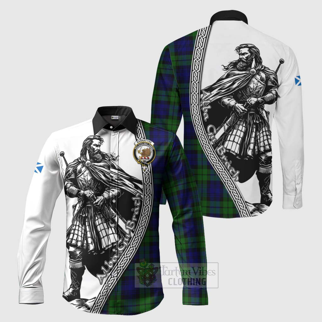 Bannatyne Tartan Clan Crest Long Sleeve Button Shirt with Highlander Warrior Celtic Style Men's Shirt S - Tartan Vibes Clothing
