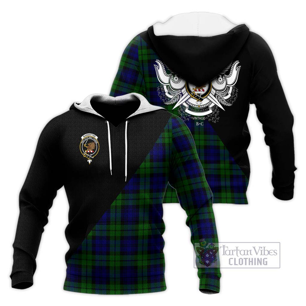 Bannatyne Tartan Knitted Hoodie with Family Crest and Military Logo Style Unisex Knitted Pullover Hoodie - Tartanvibesclothing Shop