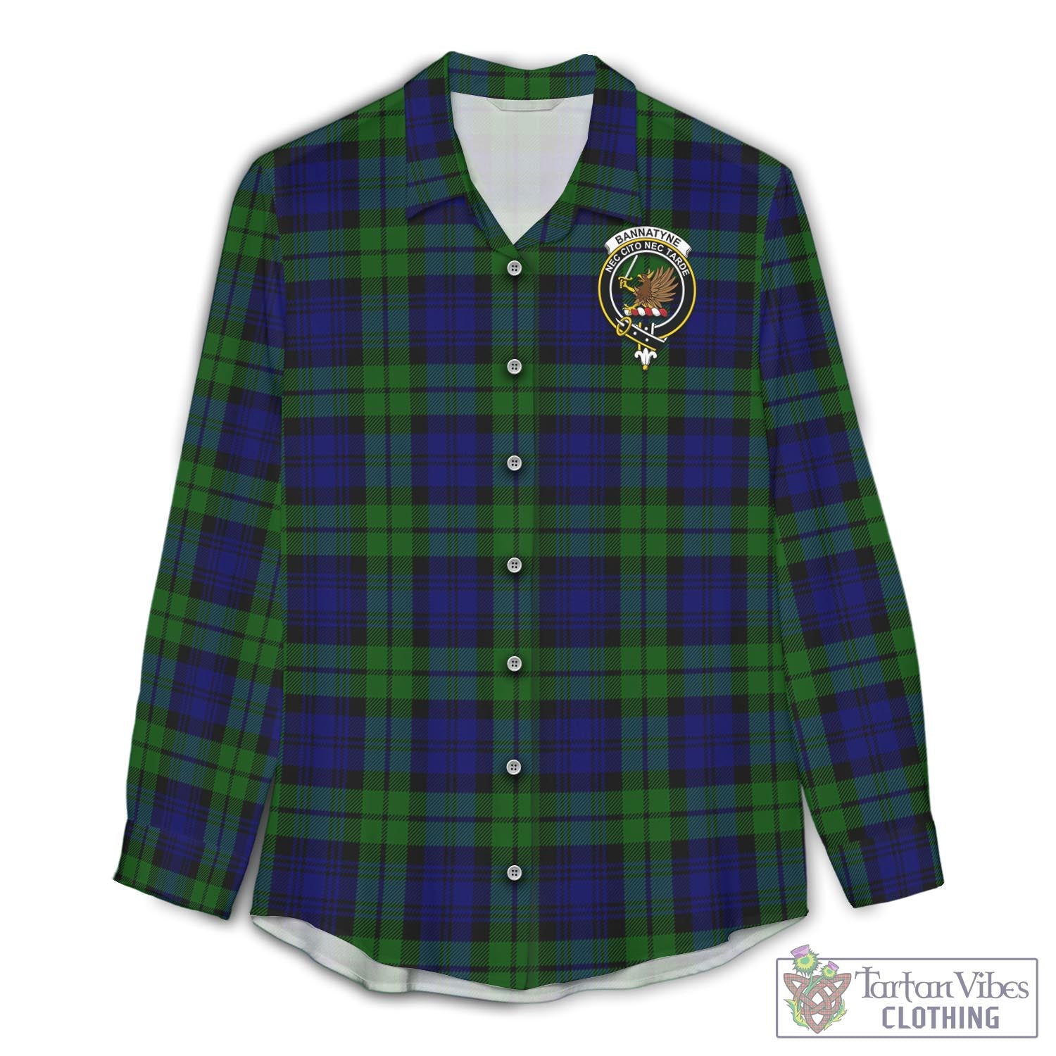 Tartan Vibes Clothing Bannatyne Tartan Womens Casual Shirt with Family Crest