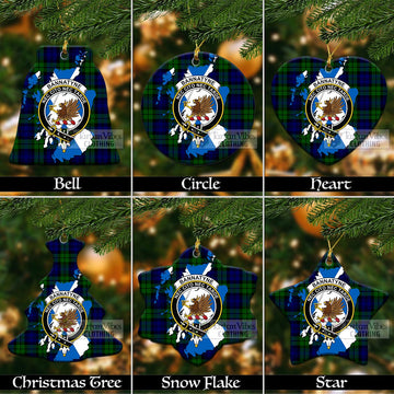 Bannatyne Tartan Christmas Ornament with Family Crest and Scotland Map