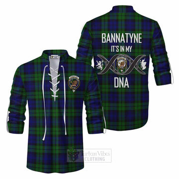 Bannatyne Tartan Ghillie Kilt Shirt with Family Crest DNA In Me Style Men - Tartan Vibes Clothing