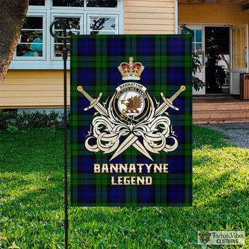 Bannatyne Tartan Garden Flag with Clan Crest and the Golden Sword of Courageous Legacy Garden Flag - Tartan Vibes Clothing