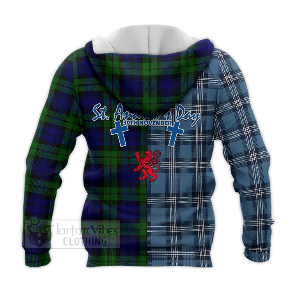 Tartan Vibes Clothing Bannatyne Tartan Knitted Hoodie Happy St. Andrew's Day Half Tartan Style