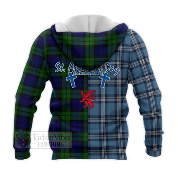 Bannatyne Tartan Knitted Hoodie Happy St. Andrew's Day Half Tartan Style