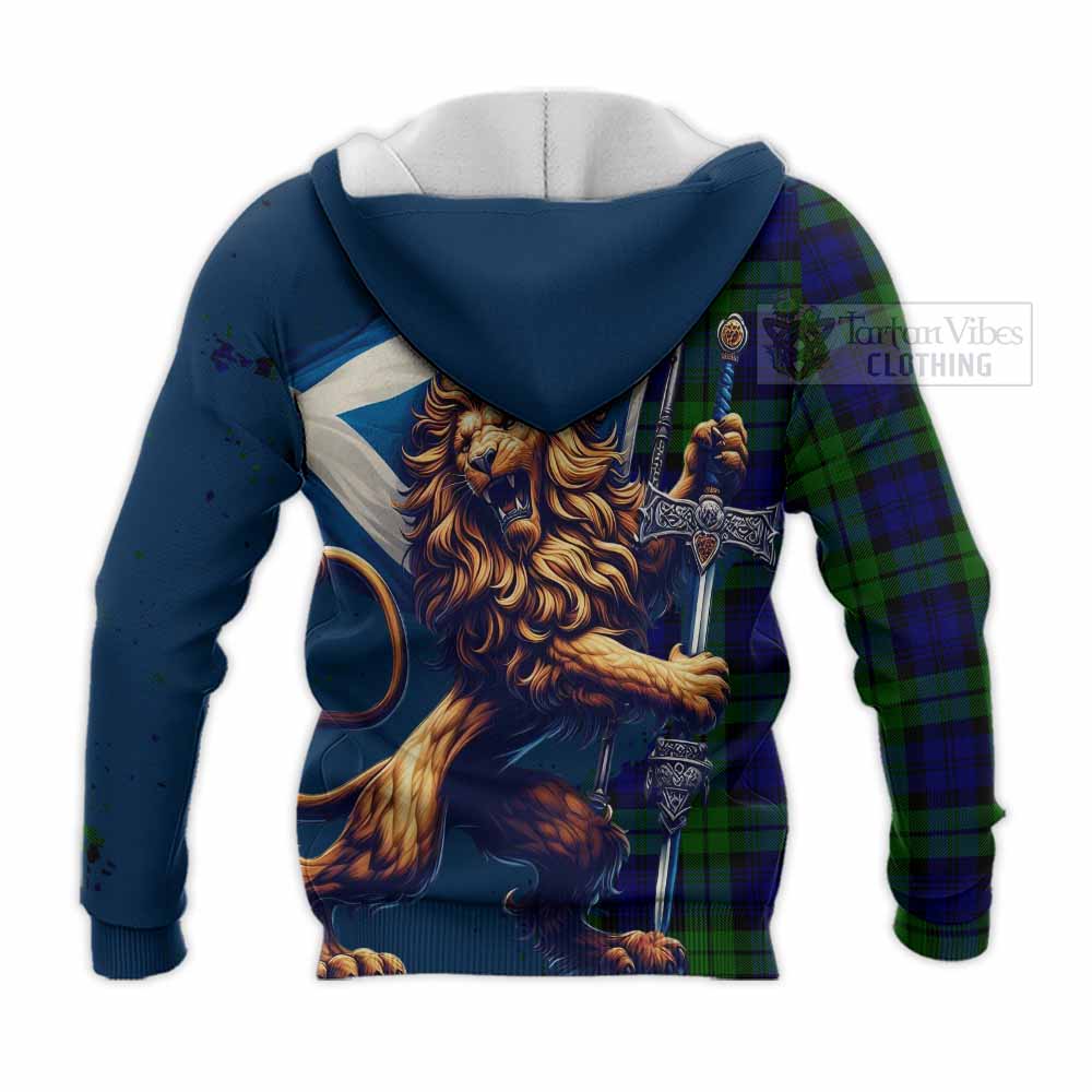 Tartan Vibes Clothing Bannatyne Tartan Family Crest Knitted Hoodie with Scottish Majestic Lion