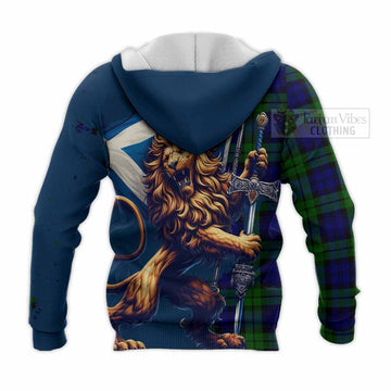 Bannatyne Tartan Family Crest Knitted Hoodie with Scottish Majestic Lion